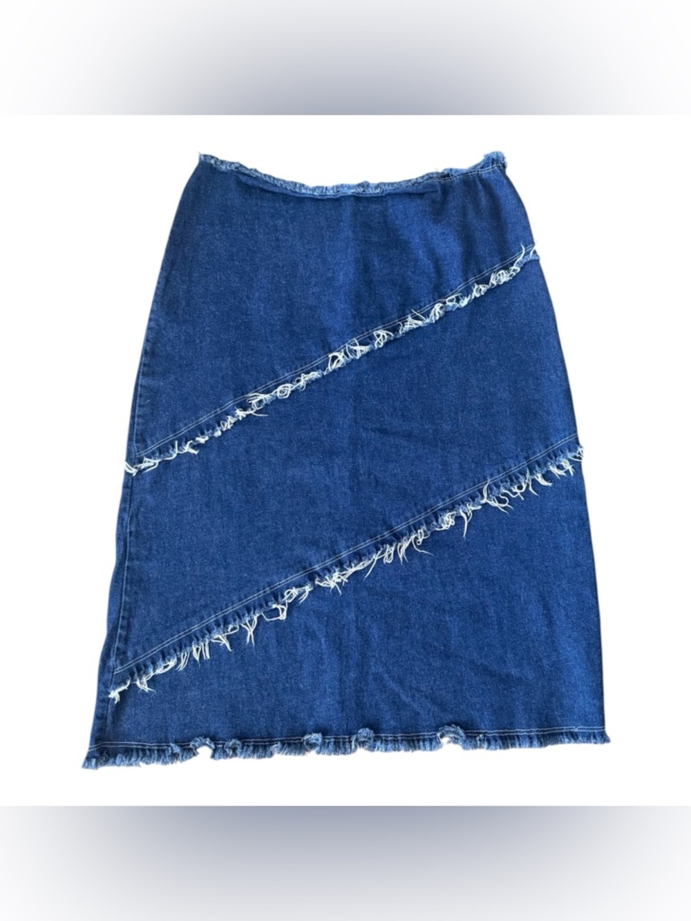 Y2K Midi Pencil Denim Frayed Skirt